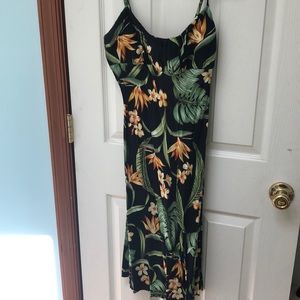Hawaiian print spaghetti strap dress
